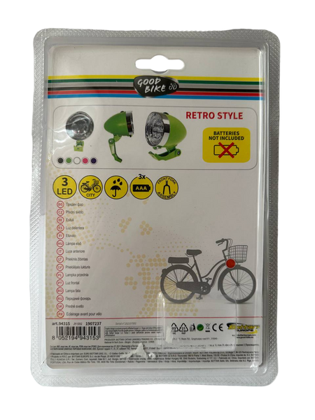Ліхтар велосипедний передній 3 LED "RETRO STYLE" білий 94315W-IS фото