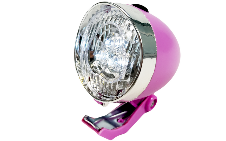 Фонарь велосипедный передний 3 LED "RETRO STYLE" розовый 94315P-IS фото