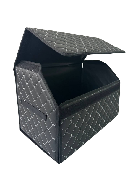 Автомобильный органайзер L из экокожи в багажник 50х32х32 см черный с серой прошивкой (03-140-1Д) 03-140-1Д фото