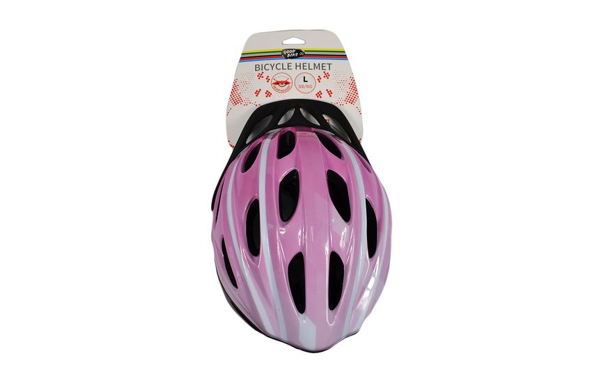 Шолом велосипедний "GOOD BIKE" L 58-60 см рожево/білий 88855/1-IS фото