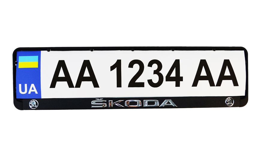 Рамка номерного знака пластик с объемными буквами Škoda 52х13,5х2 см (2шт) 24-015 фото